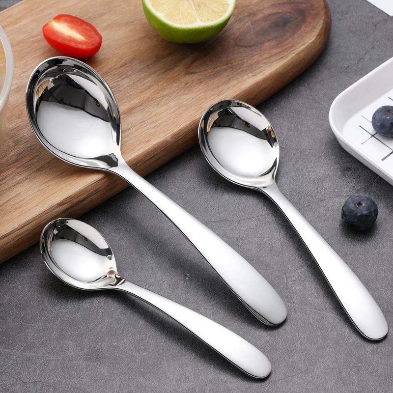 Muỗng ăn cơm hàn quốc dáng tròn inox 304 dày dặn - thìa múc canh bền đẹp - thìa inox ăn phở - thìa muỗng inox 304 cao cấp