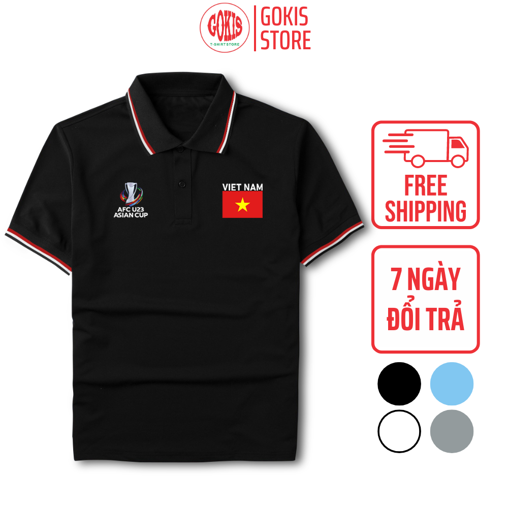Áo polo việt nam u23 châu á vải polo cá sấu không xù lông - áo thun có cổ kỉ niệm giải bóng đá afc u23 asian cup gokis shop