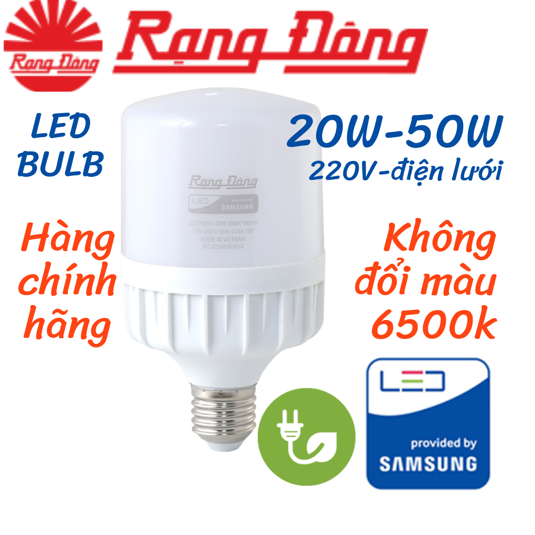 Bóng Đèn Rạng Đông Led Bulb Trụ 14W, 20W, 30W, 40W, 50W. Freeship đơn 50K trở lên