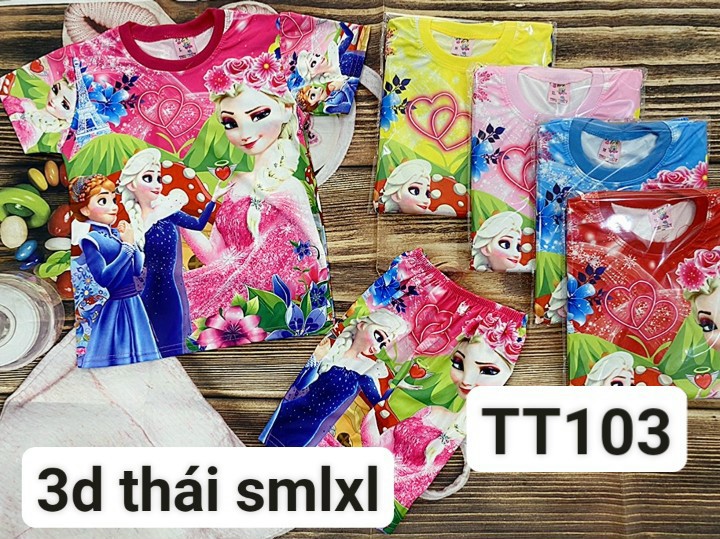 combo 3 bộ đồ tay ngắn quần lửng cho bé gái từ 15-25kg