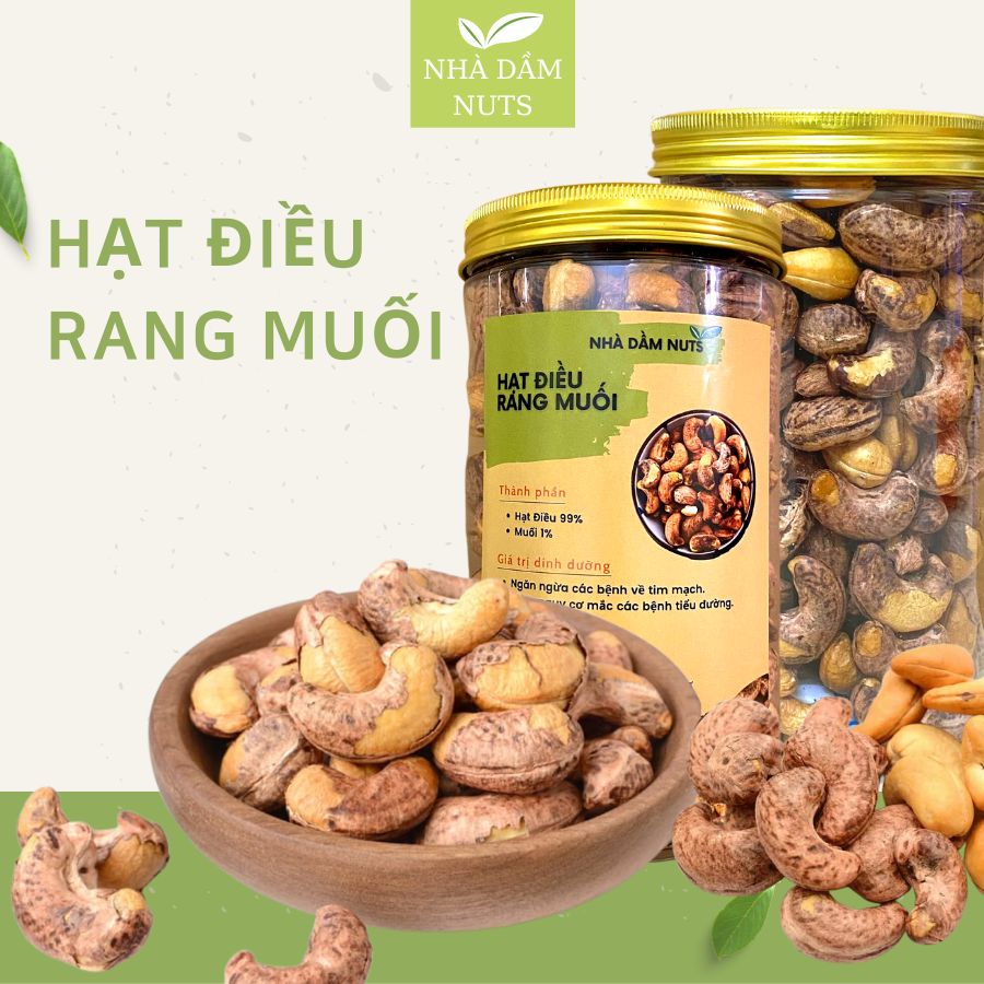 Hạt điều rang muối nguyên vỏ hạt điều sấy chín nhadamnuts thơm giòn đậm vị