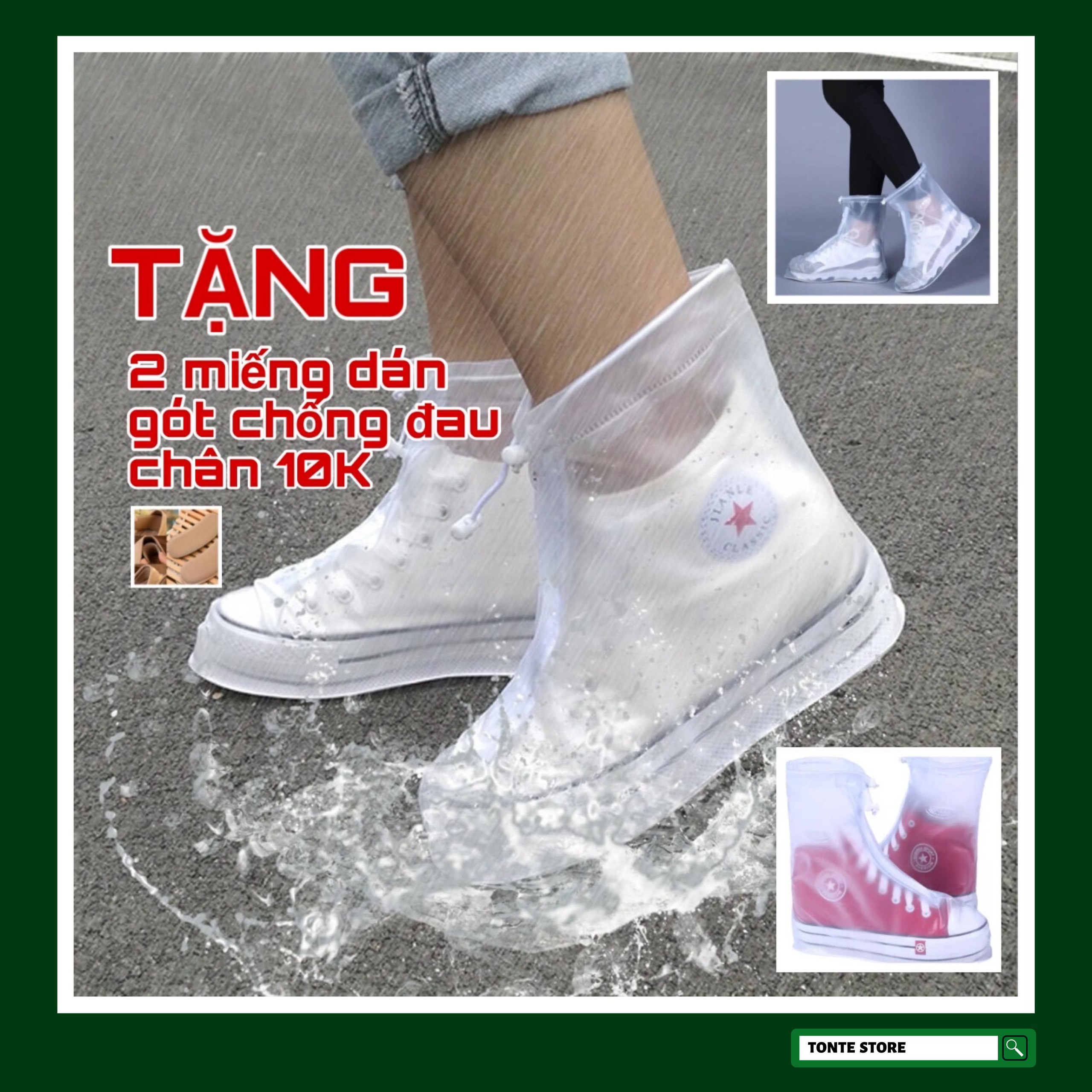 Áo Mưa Giày Dép Trong Suốt, Có Đế Chống Trơn Trượt OVER-SHOES (Loại Cao Cấp) AMG