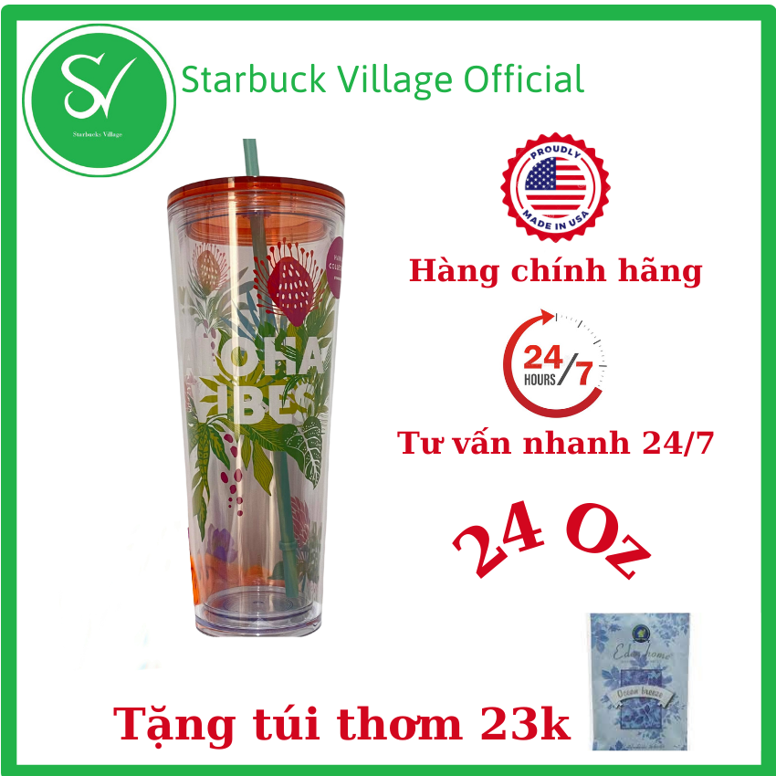 | hàng chính hãng | ly starbucks hawaii collection aloha vibes tumbler 24oz/710ml | starbucks village