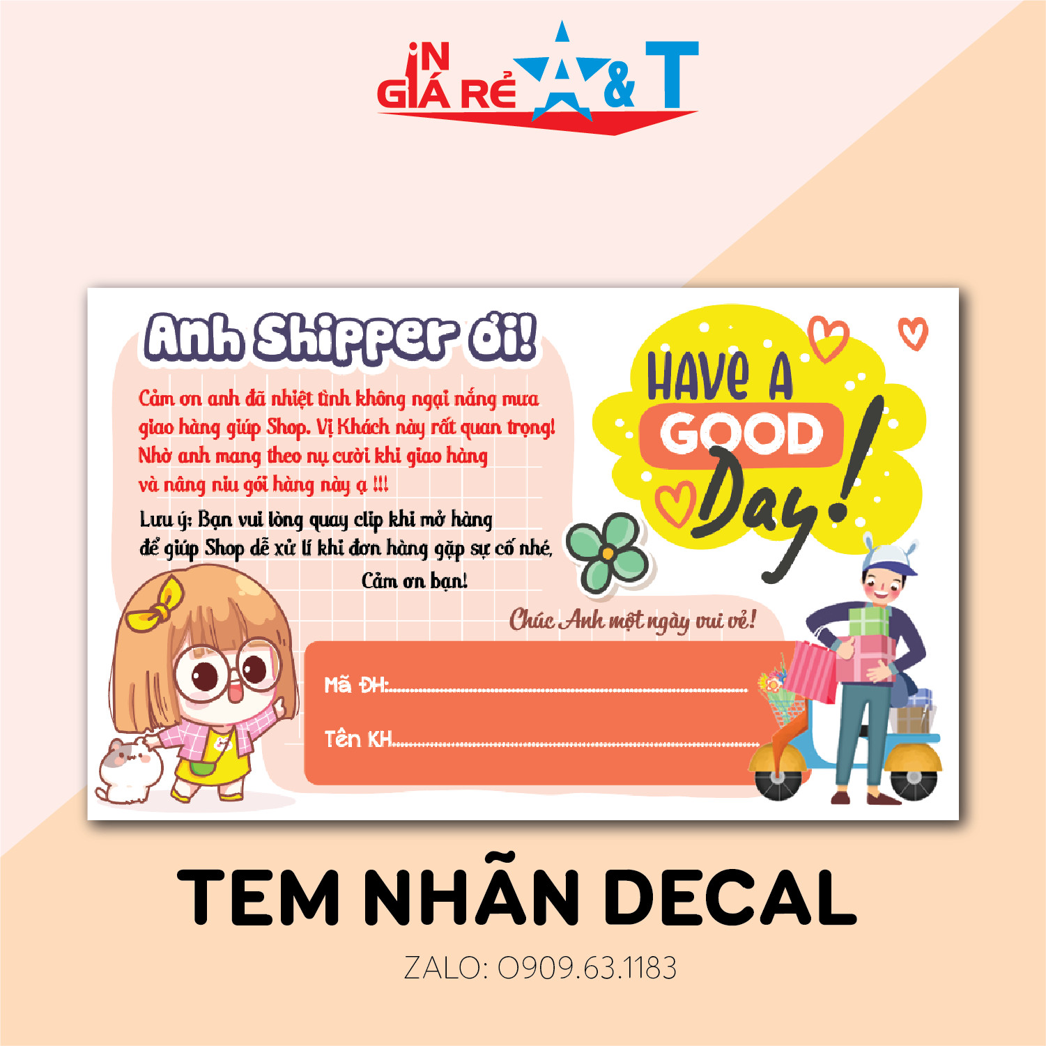 combo 100 Tem dán cảm ơn shipper, NHÃN CÁM ƠN SHIPPER-MẪU 5