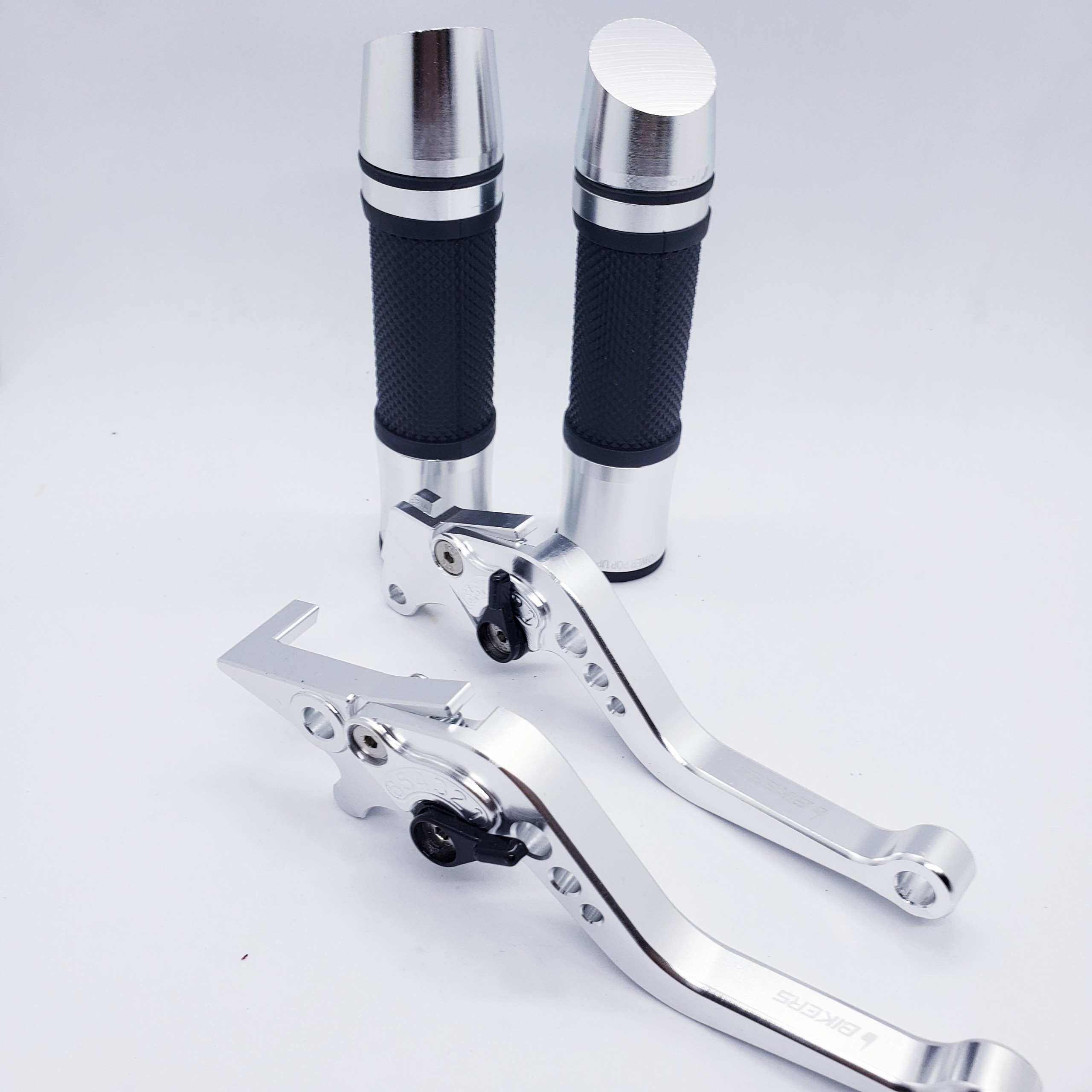 COMBO tay thắng 6 số, bao tay rizoma gù xéo nhôm CNC nguyên khối, mẫu cao cấp gắn xe exciter 135/150, winner, màu bạc, KING OF RACING