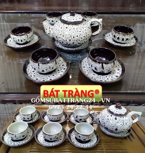 BỘ ẤM CHÉN QUÀ TẶNG ẤM TRÀ SỨ MEN RẠN ĐẸP TỐT ẤM PHA TRÀ CAO CẤP BÁT TRÀNG