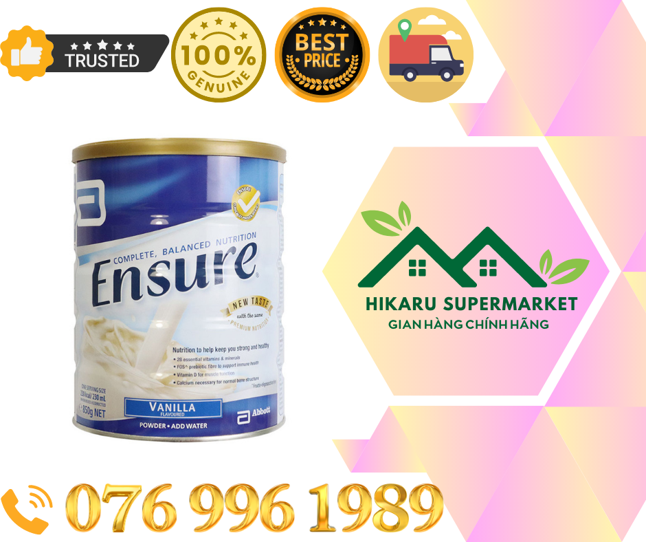 Sữa bột ensure úc hương vani 850g - hàng chính hãng