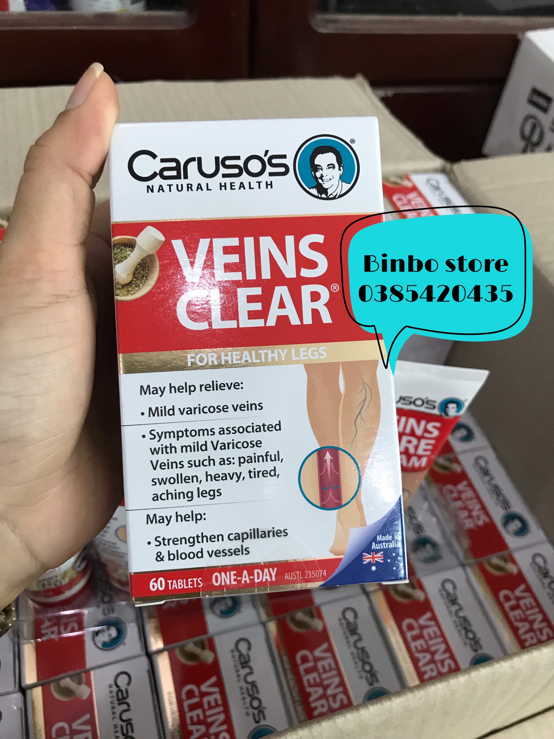 Giãn tĩnh mạch caruso’s veins clear, hộp 60 viên - hàng úc
