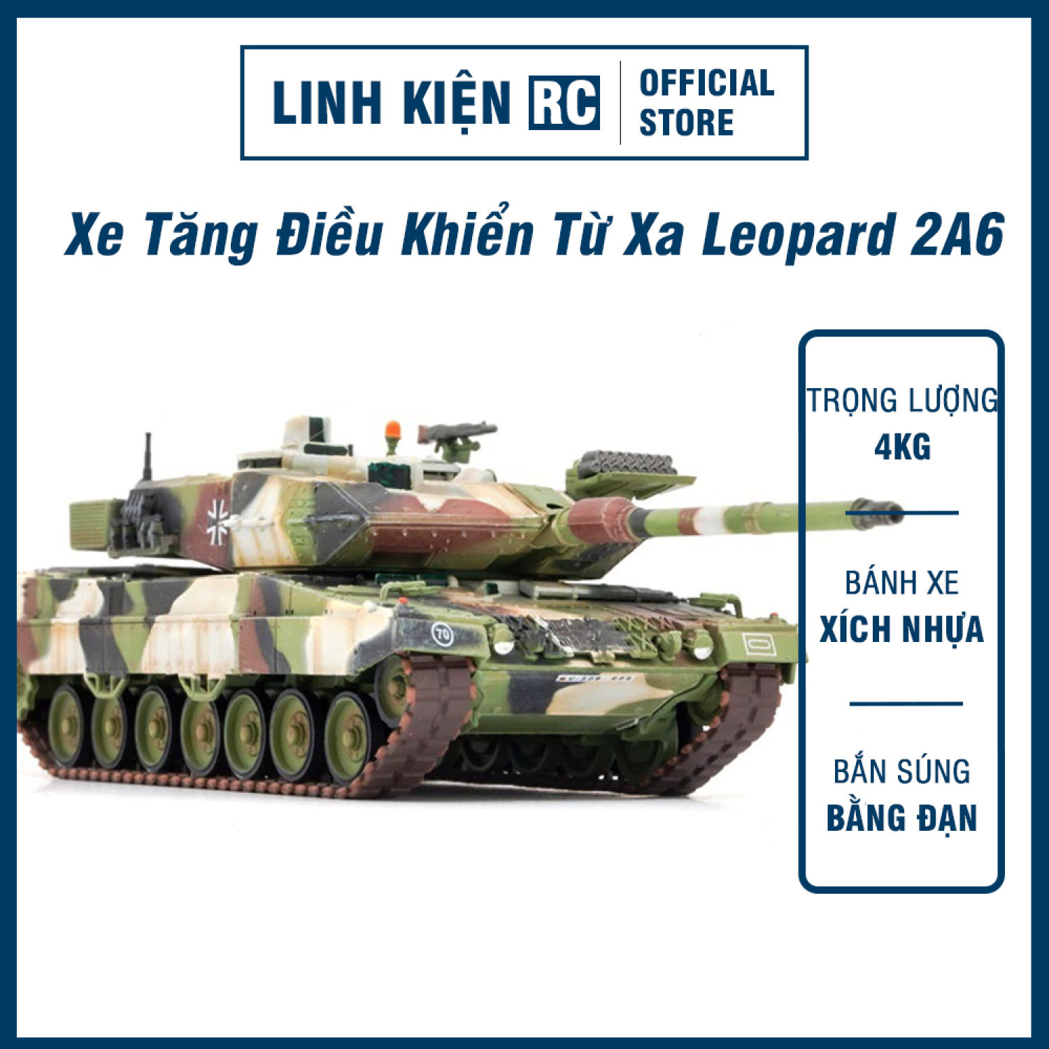 Xe Tăng Điều Khiển Từ Xa Leopard 2A6 - Phiên Bản Xích Nhựa Cực Tốt