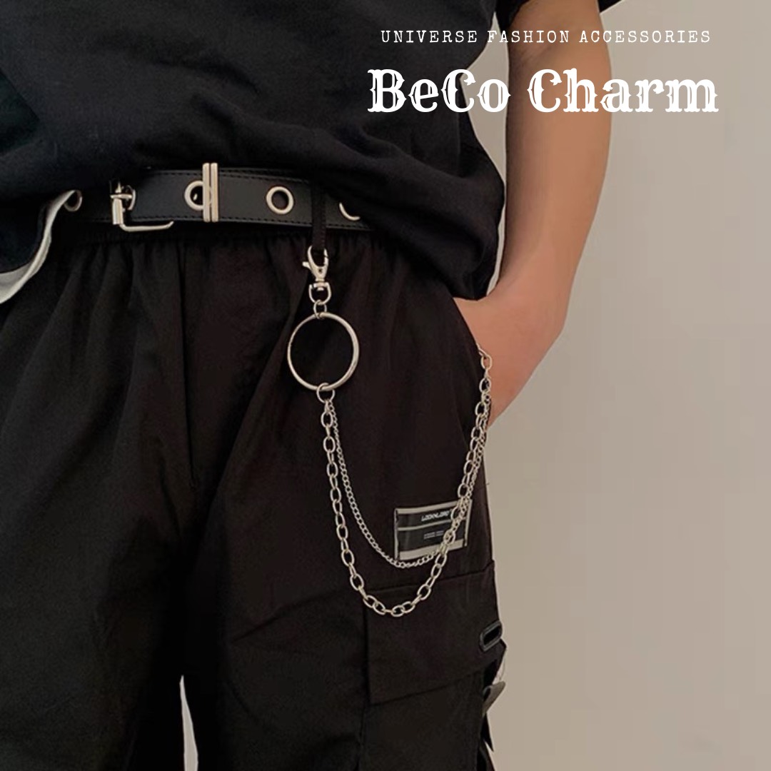Thắt Lưng Da Nam Nữ Dây nịt CHAIN xích - Thắt lưng nữ nam 2 hàng khoen Chain xích Thắt lưng dây xích treo quần BeCo Charm