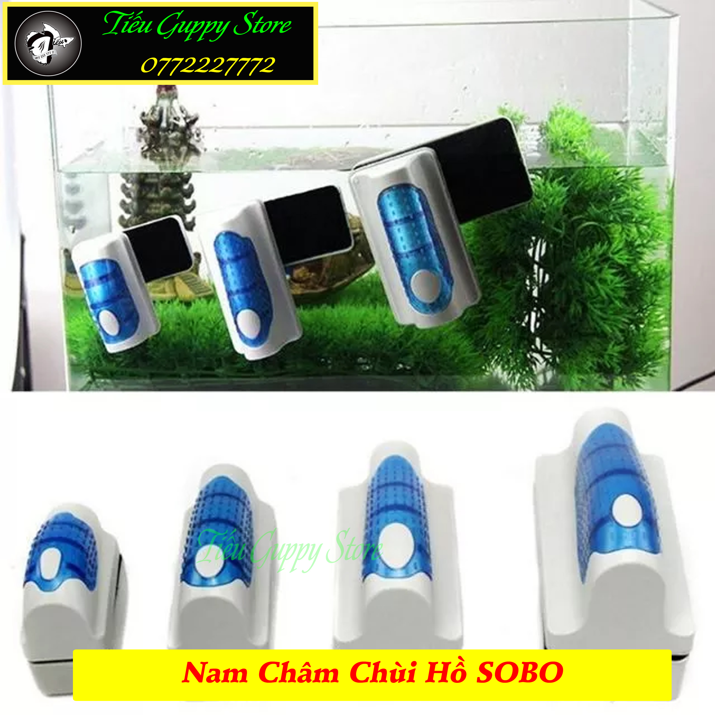 Nam châm cọ rửa, vệ sinh hồ cá sobo - thích hợp cho các độ dầy kính hồ cá