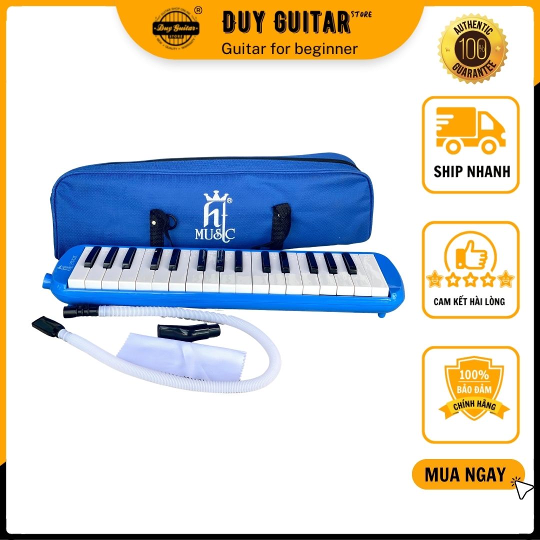 Kèn phím melodica HT music HT-32K màu xanh dương 32 phím có túi đựng kèn phím lớp 6 Duy Guitar Store còn gọi là kèn phím melodion Pianica