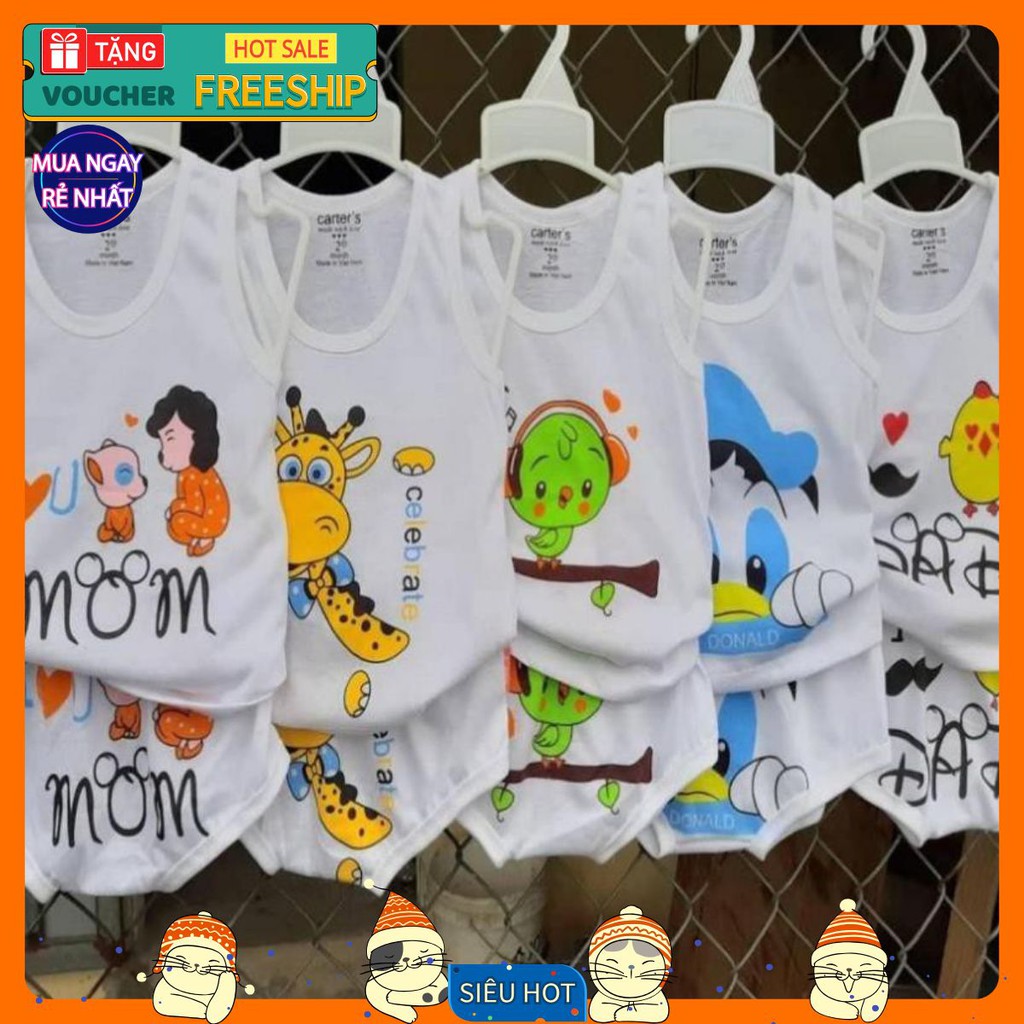 Combo 5 bộ quần áo trẻ em cho bé trai, bé gái từ 5 -15kg, bộ chíp cho bé, đồ sơ sinh