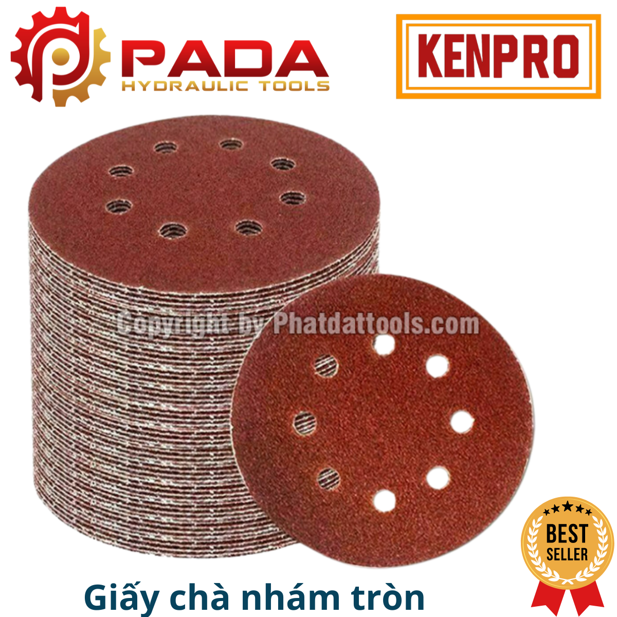 Hộp 100 tờ giấy chà nhám tròn đường kính 125mm-180mm-230m-độ nhám từ p40 đến p240