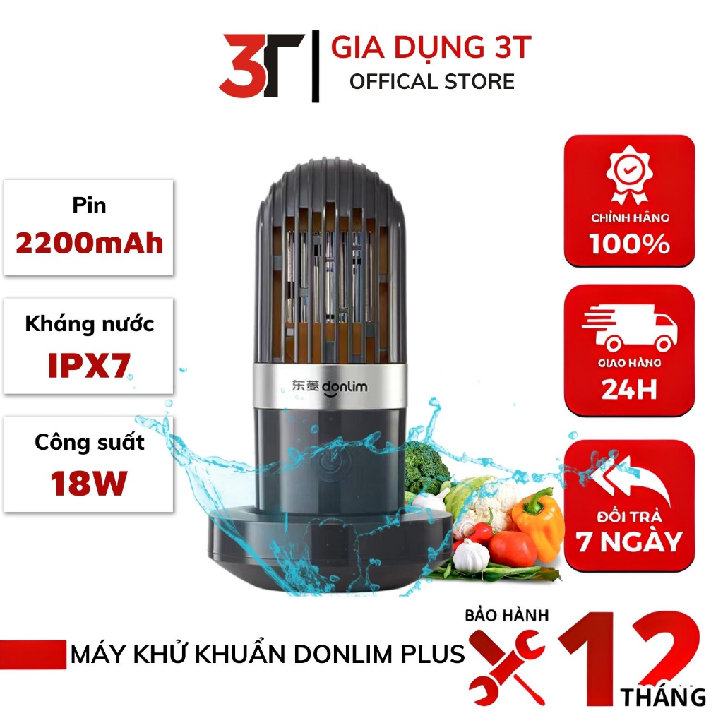 Máy khử khuẩn thực phẩm Donlim Plus DL1212 sở hữu công nghệ khử trùng bằng ion năng lượng cao giúp khuẩn nhanh chóng bảo hành 12 tháng