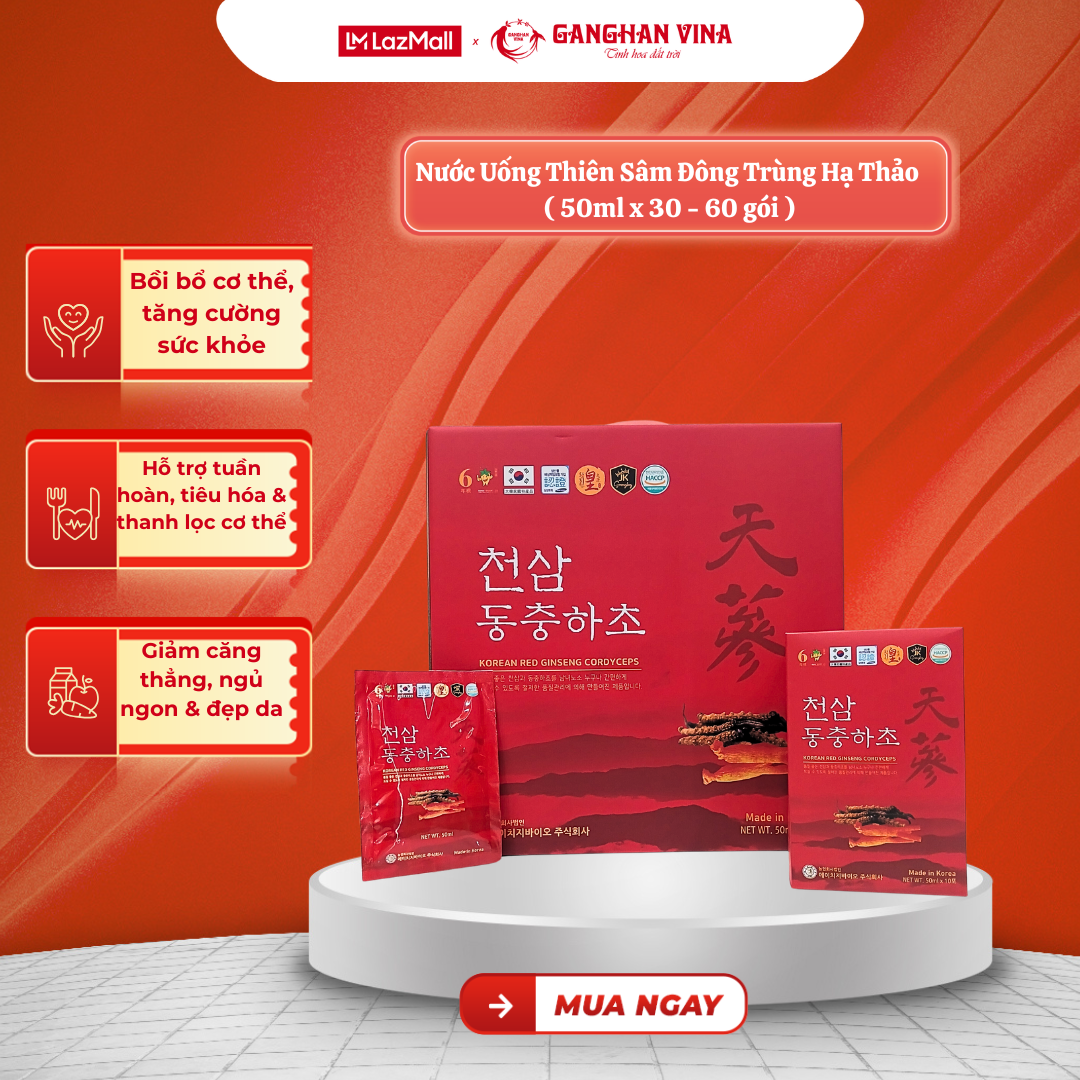 Nước Uống Thiên Sâm Đông Trùng Hạ Thảo (50ml x 30 - 60 gói) - Samjin Health
