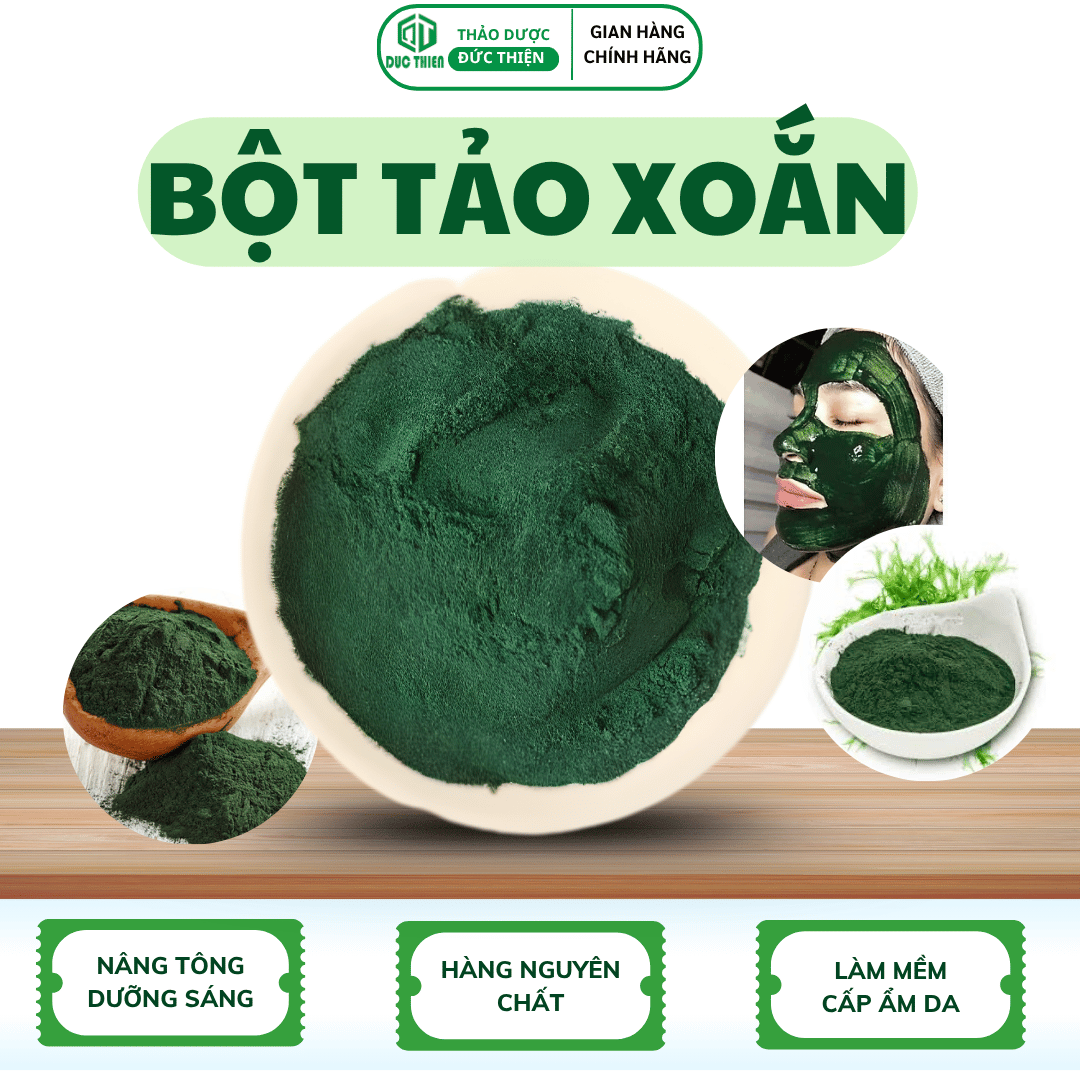 100g Bột Tảo Xoắn Nguyên Chất - Mặt Nạ Bột Tảo Xoắn Giúp Sáng Da Mờ Thâm Nám Ngừa Lão Hóa Da