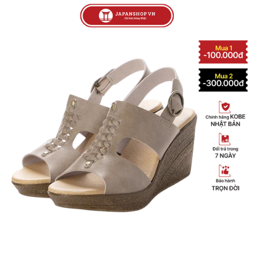  Dép sandal nữ đế xuồng KOSU 22962 dáng xăng đan đế cao 8cm siêu nhẹ made in Japan Kobe Nhật Bản 