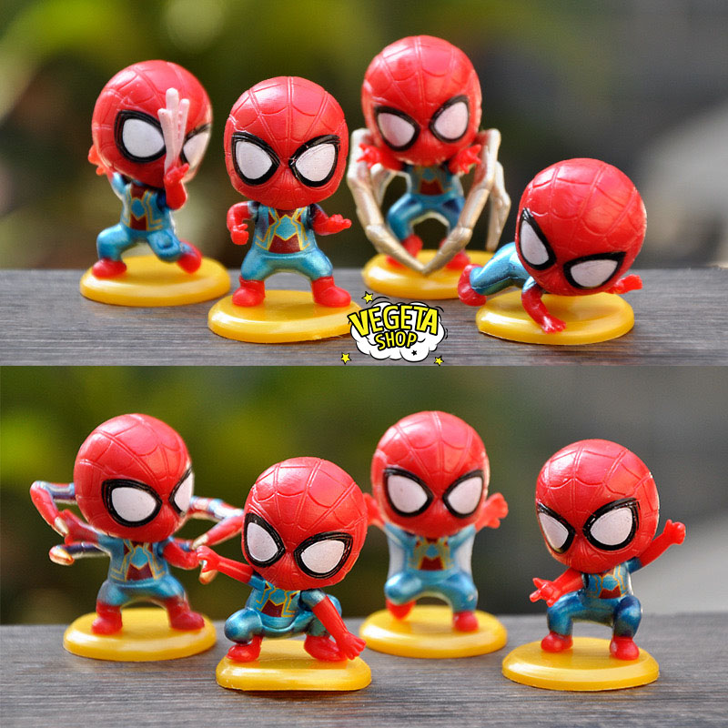 Mô hình spider man - avengers - marvel - dc - trọn bộ 8 mô hình tư thế spider man - người nhện - kích thước 3 x 4.5cm