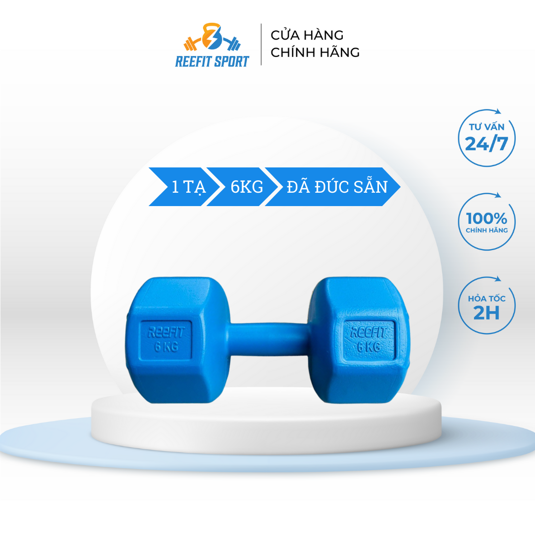 Tạ tay nhựa bát giác Reefit 6kg có ruột