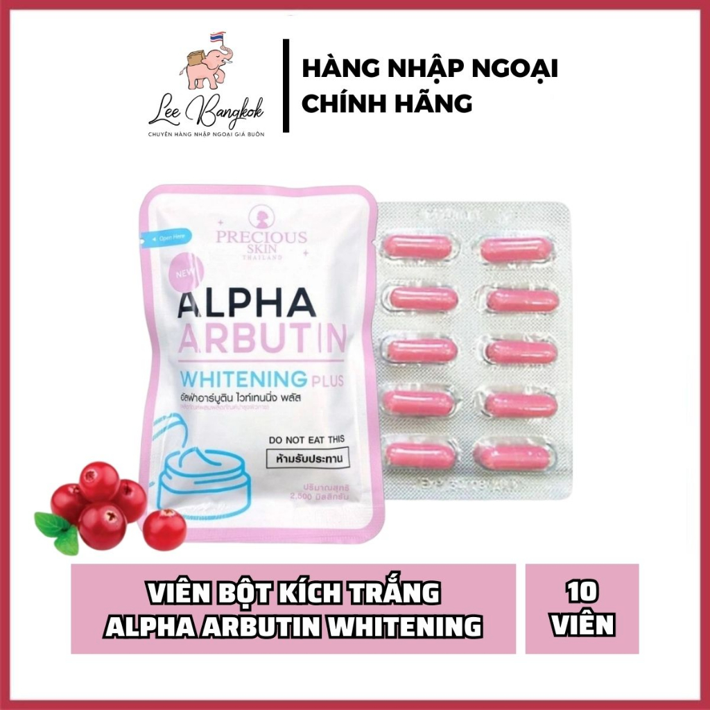 [Chuẩn Thái] Vỉ 10 Viên Bột Kích Trắng Và Dưỡng Trắng Da Alpha Arbutin Whitening Plus Precious Skin 