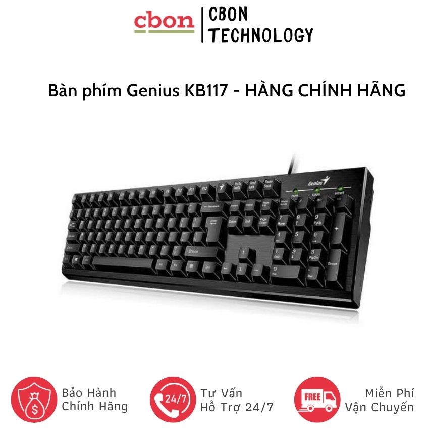 Freeship max - bàn phím genius kb117 -cbon technology- cb014 bàn phím cổng usb, hàng chính hãng giá tốt, bảo hành 12 tháng, bền đẹp, dễ sử dụng