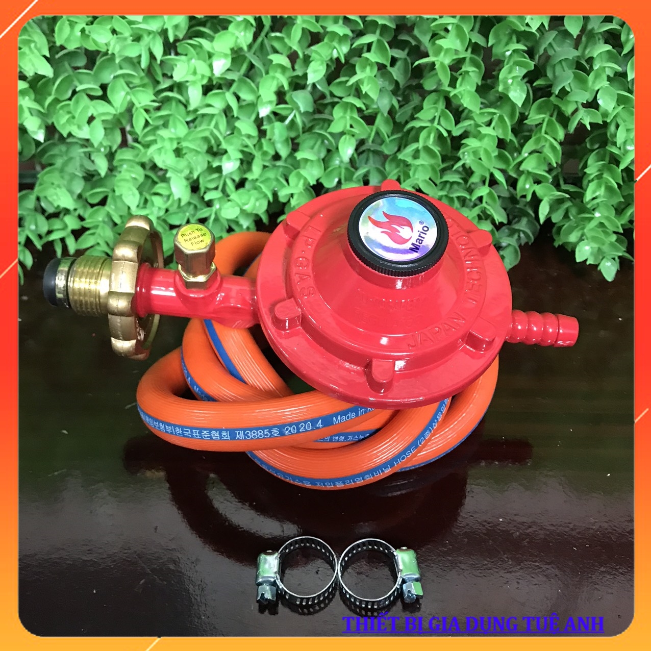 Bộ Van gas ngắt tự động MARIO và Dây gas HÀN QUỐC lõi thép 3 lớp chống chuột [THIẾT BỊ GIA DỤNG TUỆ ANH]