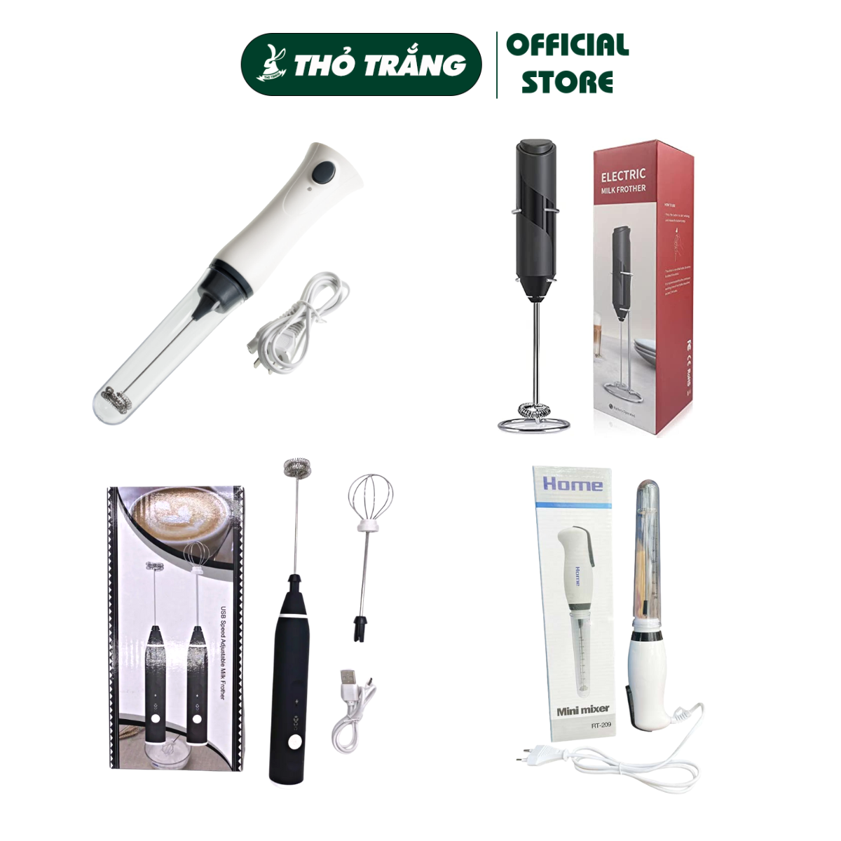 Máy tạo bọt cafe máy đánh trứng mini cầm tay Foamer có dây sạc điện