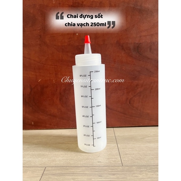 Chai Nhựa đựng sốt, Bình nhựa đựng tương 250ml có chia vạch
