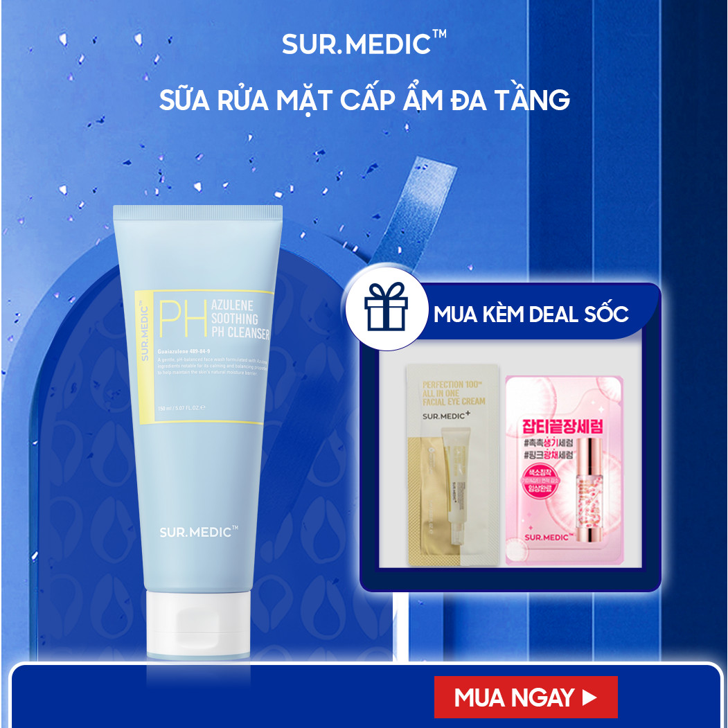 Sữa Rửa Mặt Dưỡng Ẩm Sâu SURMEDIC PH Azulene Soothing PH Cleanser 150ml