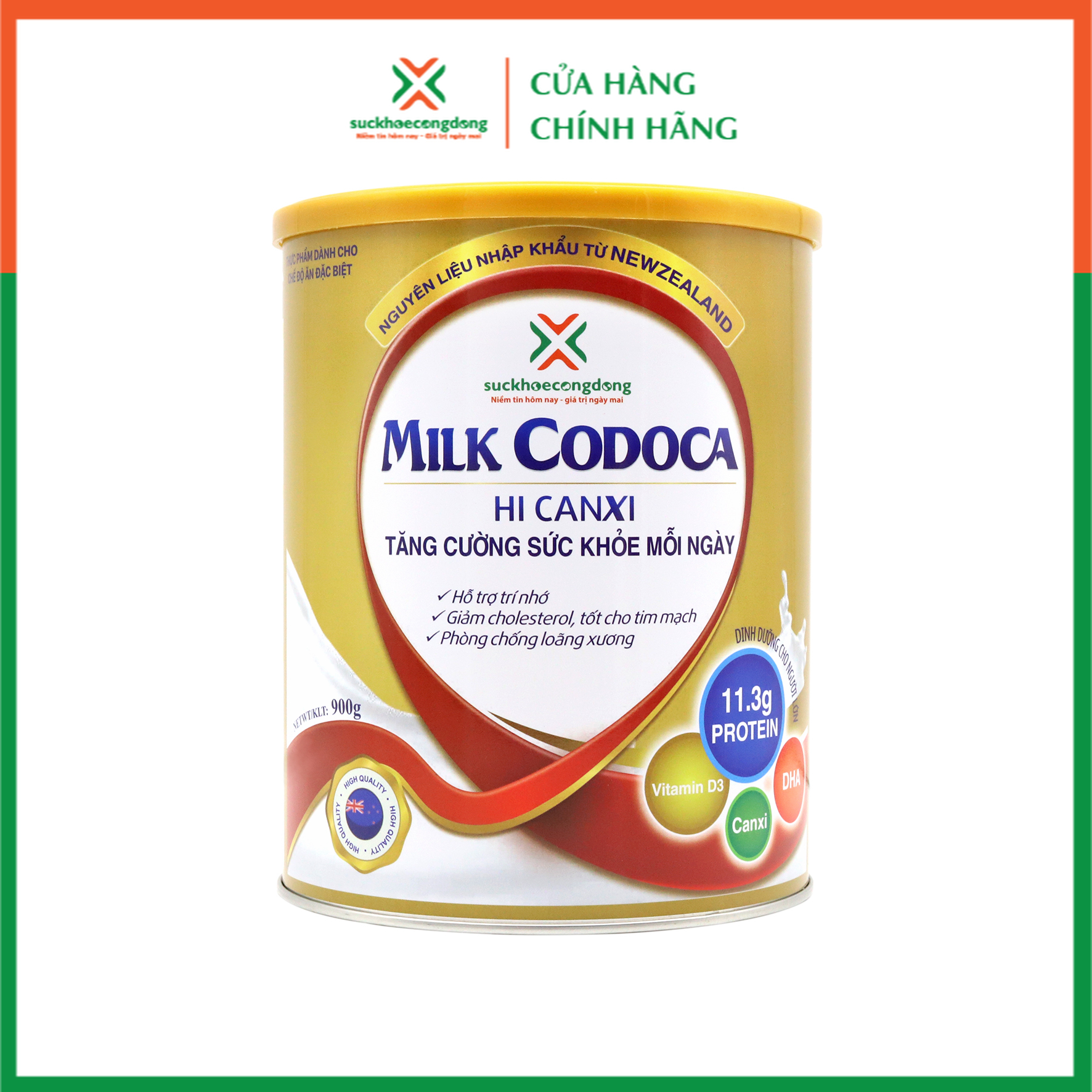 Sữa dinh dưỡng tăng cường sức khoẻ Milk Codoca - Hỗ trợ trí nhớ, giảm cholesterol, tốt cho tim mạch, phòng chống loãng xương (Hộp 900gram)