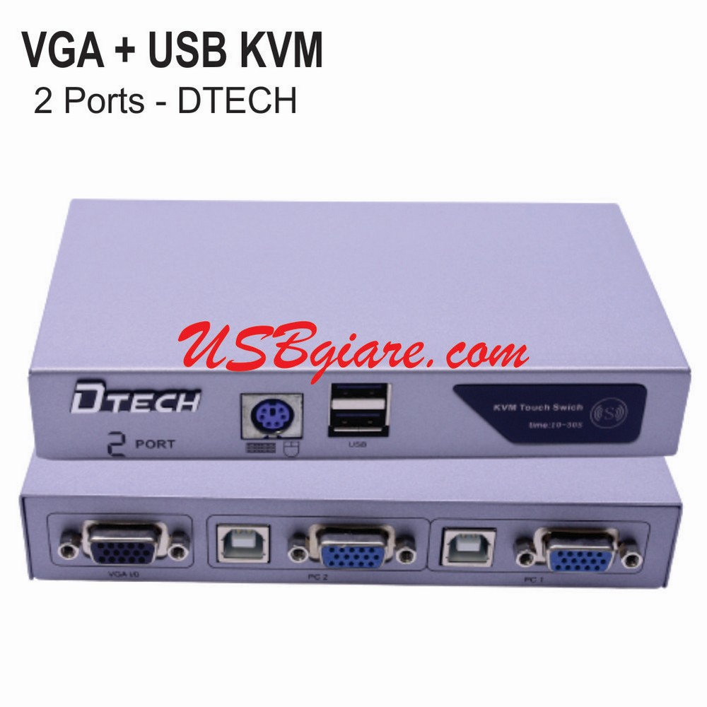 BỘ VGA + USB KVM SWITCH 2 CỔNG DTECH DT-8021