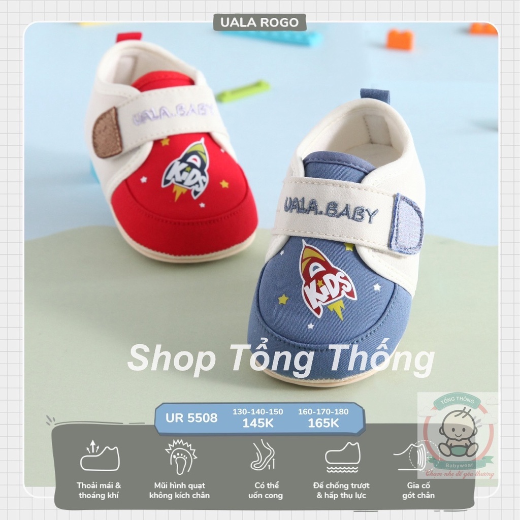 Giày tập đi tên lửa kid chuẩn y khoa đế cao su non bé trai siêu mềm nhẹ chống trơn trượt UR5508