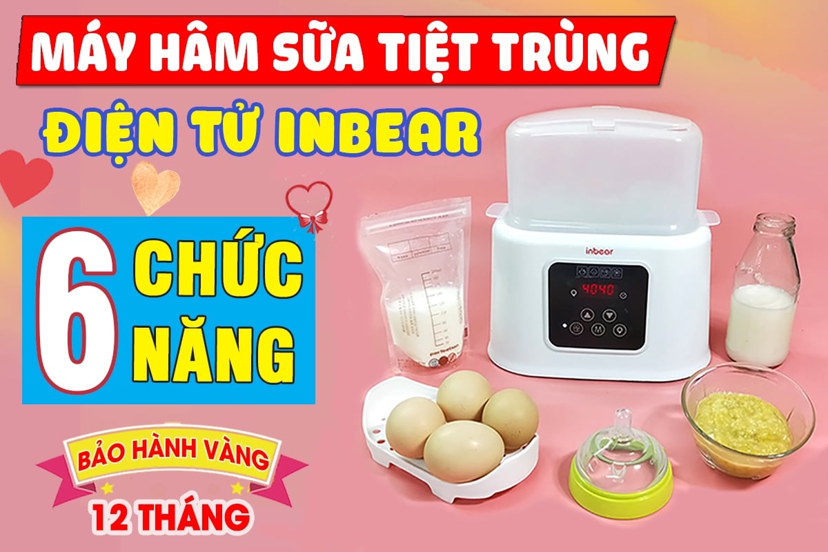 [TẶNG BỘ CỌ BÌNH] Máy Hâm Sữa Điện Tử Tiệt Trùng 6 Chức Năng INBEAR - Máy Hâm Sữa, Hâm Nóng Thức Ăn, Máy Tiệt Trùng 2 Trong 1,Đun Nước Pha Sữa, Rã Đông, Hẹn Giờ,Ủ Bình Sữa Cho Bé - May Ham Sua Tiet Trung INBEAR - 8938538861027
