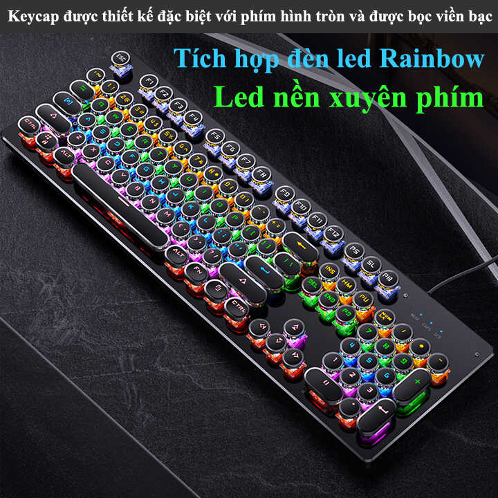 [HCM]Bàn phím cơ YINDIAO ZK-4 NÚT TRÒN 104 phím cơ tiêu chuẩn (LED rainbow Blue Switch) - VL