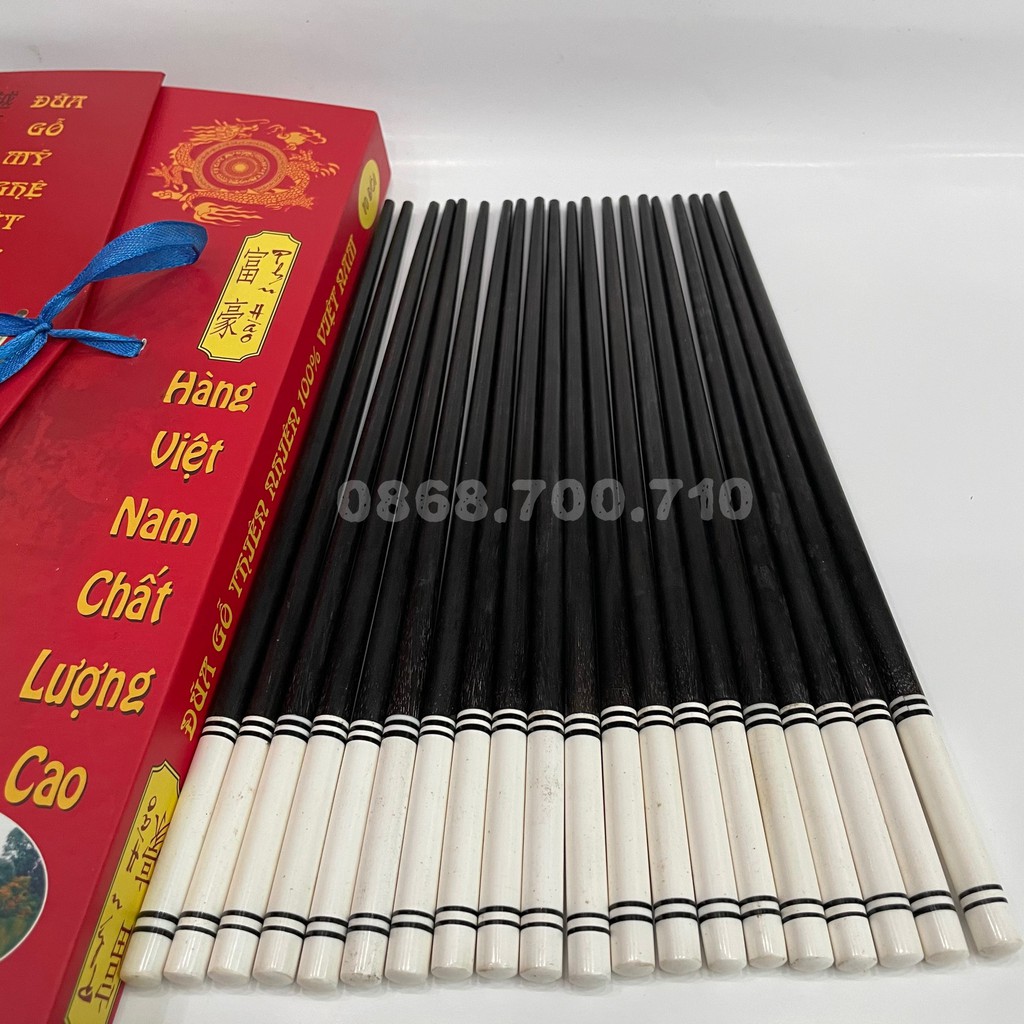 Đũa ăn gỗ trắc cao cấp đầu tròn gắn ốc biển trắng -- đũa ăn cao cấp -- bộ 10 đôi