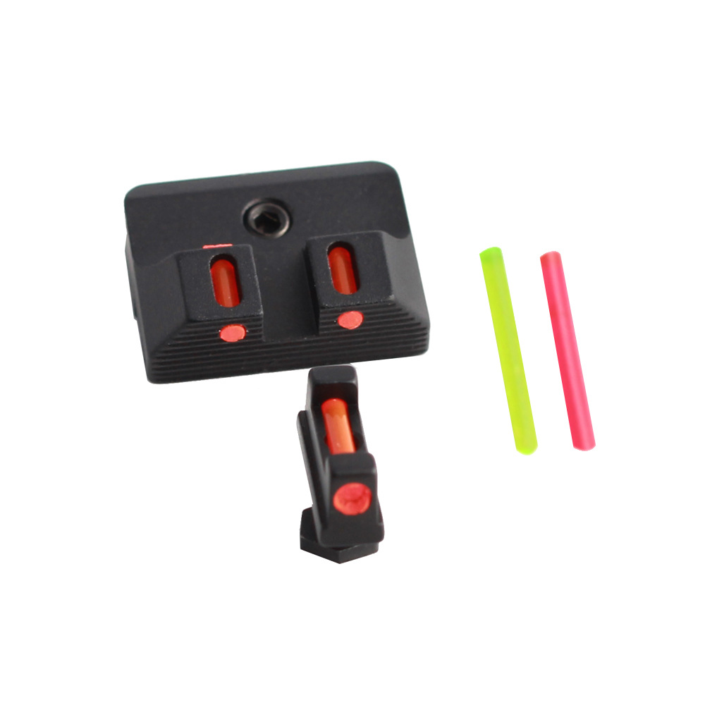 Front Rear Sight Fit Glock  Glock Metal 3 Color Fiber Optic Sight   Front and rear fiber optic models