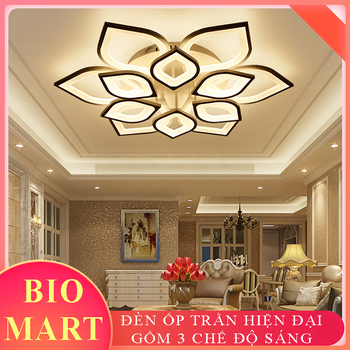 Đèn Ốp Trần Trang Trí – Đèn Áp Trần Trang Trí Phòng Khách, Gồm 3 Chế Độ Ánh Sáng, Có Điều Khiển Từ Xa Tiện Dụng – BIO131