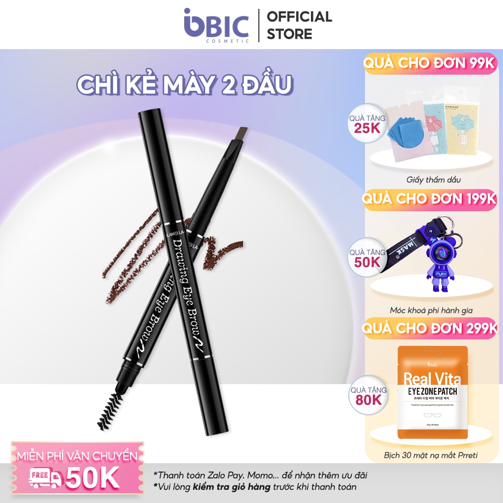 Chì Kẻ Mày Lameila Double Effect hai đầu chống nước bút chì kẻ mày nội địa Trung GM-CKM