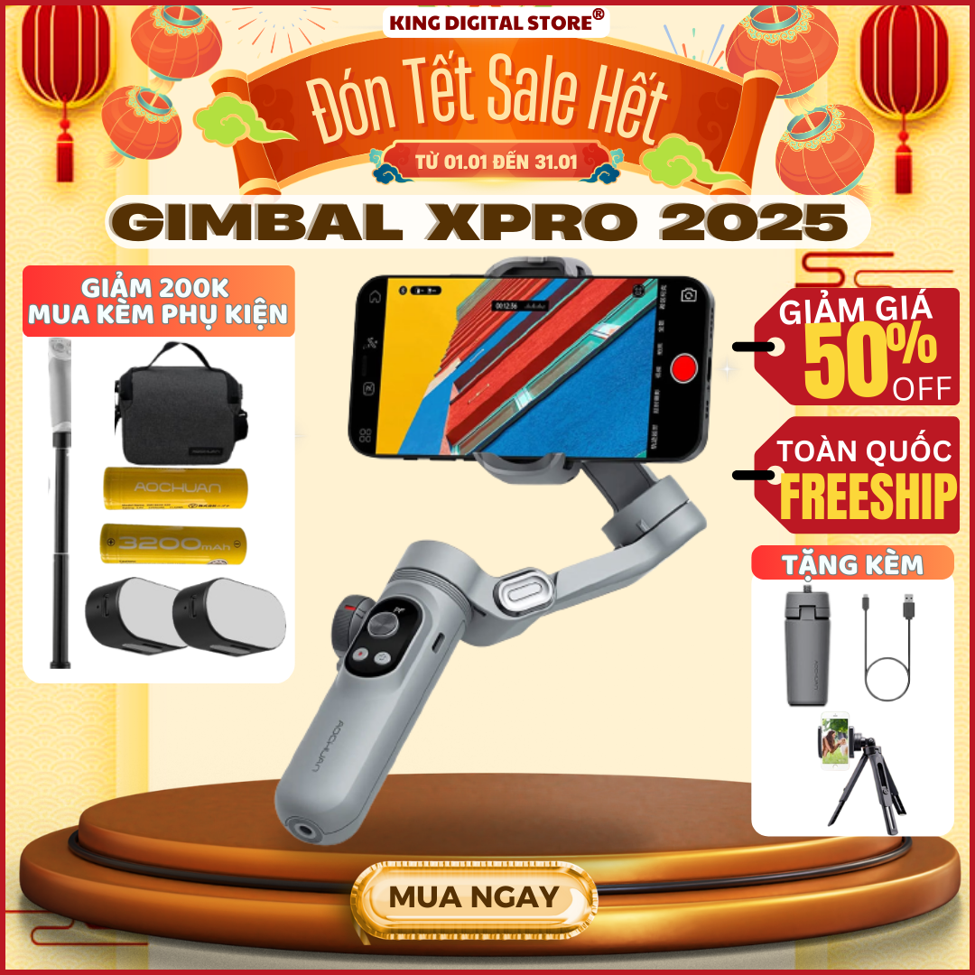 Gimbal cho điện thoại chính hãng Smart X Pro, Tay cầm gimbal chống rung hỗ trợ quay phim chụp ảnh chuyên nghiệp cho điện thoại, Pin trâu sử dụng đến 12h