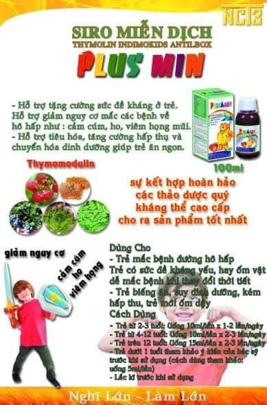 Siro miễn dịch plus min, tăng cường kháng thể