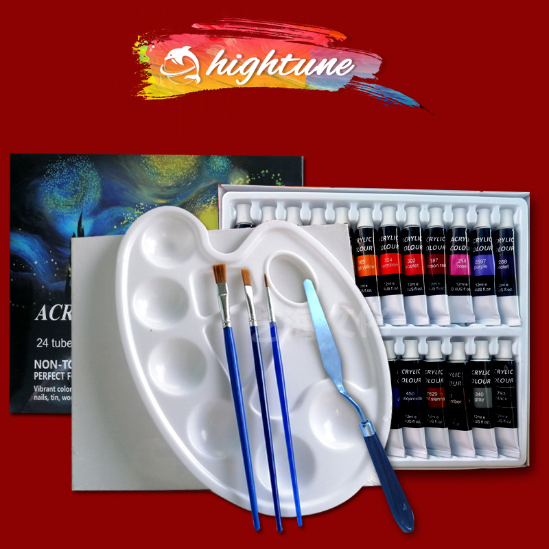 Bộ sơn acrylic 12/24 màu sơn dầu bộ dụng cụ sơn dầu sơn màu nước không độc hại bộ sơn acrylic