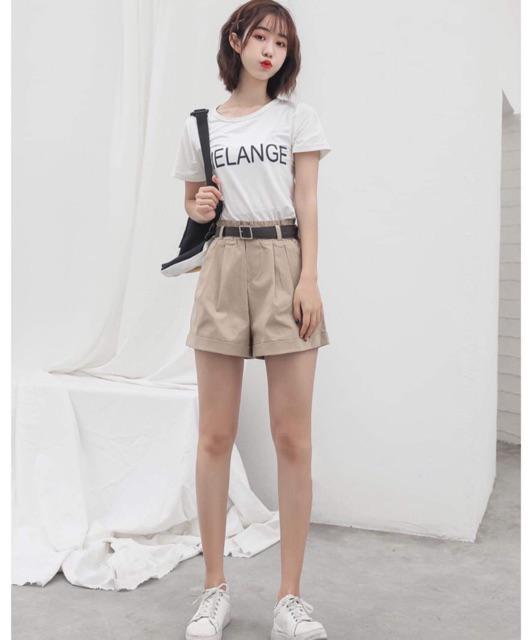 Quần Short kaki Đùi Lửng Kèm Thắt Lưng Sành Điệu