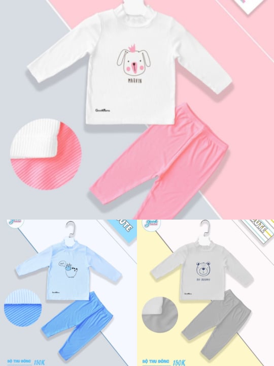 Goodmama_ Bộ len tăm cổ lọ Goodmama cho bé 6M- 3Y