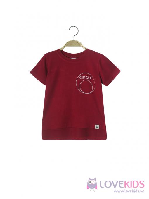 Áo thun lệch tà đỏ hình tròn BT - Lovekids