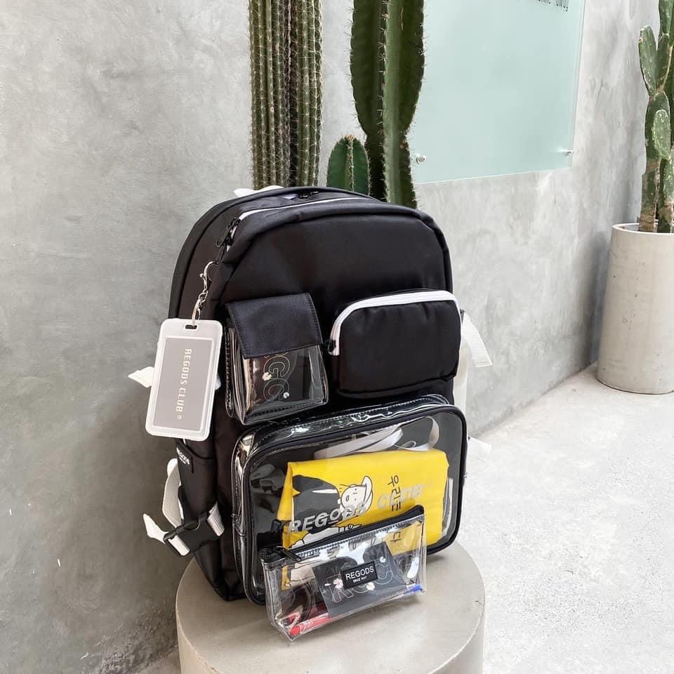 (Tặng túi bút) Balo Regods.Clubs đi học ĐEN CÁ TÍNH - Cặp sách, Laptop cỡ lớn nhiều ngăn phong cách Hàn Quốc