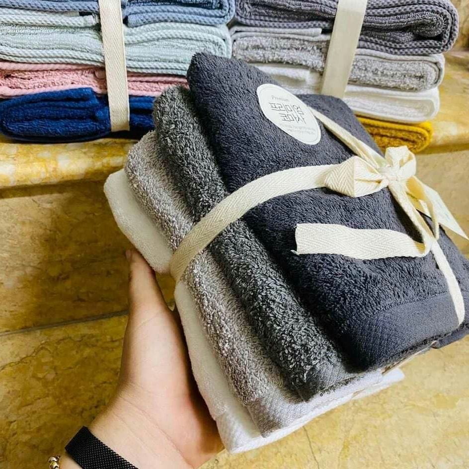 Set 4 khăn tắm sợi bông cotton mềm mại size 40*80cm