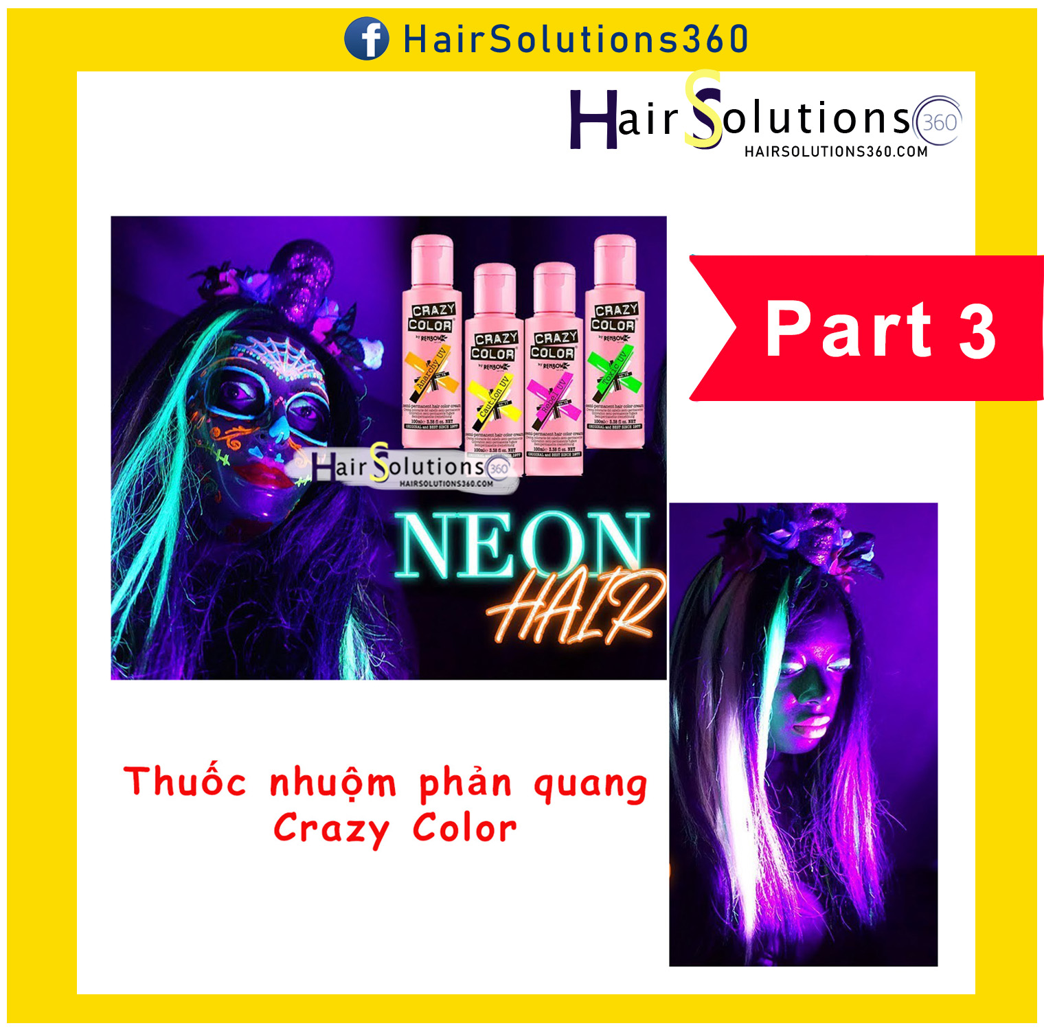 Part 3 - Thuốc nhuộm phản quang tia UV Crazy Color Neon UV thuốc nhuộm tóc tạm thời - Hairsolutions360