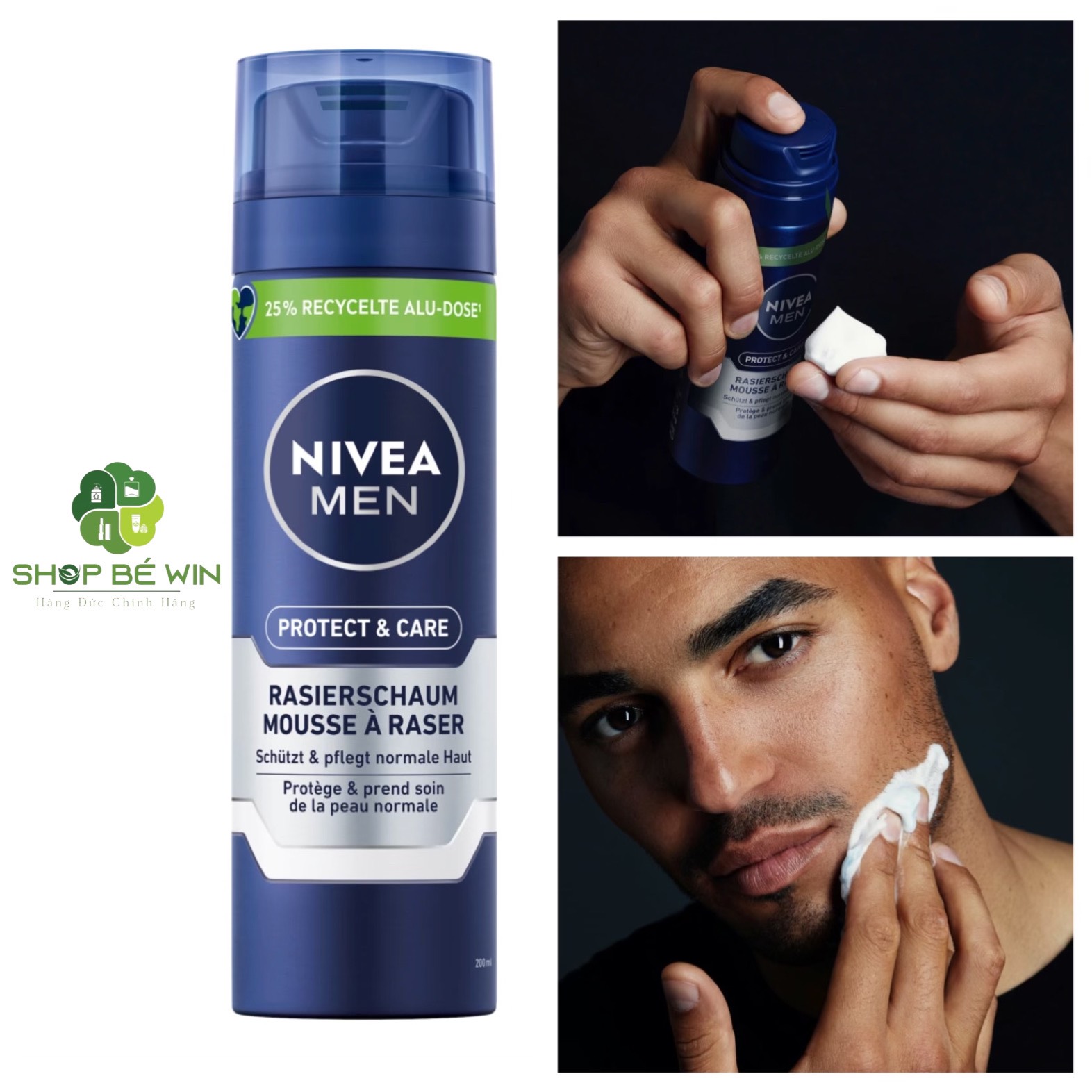 Bọt cạo râu nivea men rasierschaum protect & care