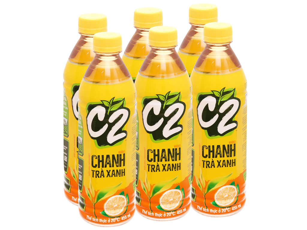 Lốc 6 chai c2 chanh trà xanh 455ml